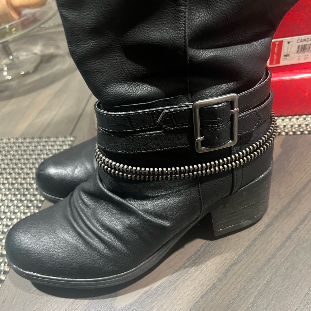 Candace Wide Calf Black Boots by Carlos Santana. Only worn once. Size 7